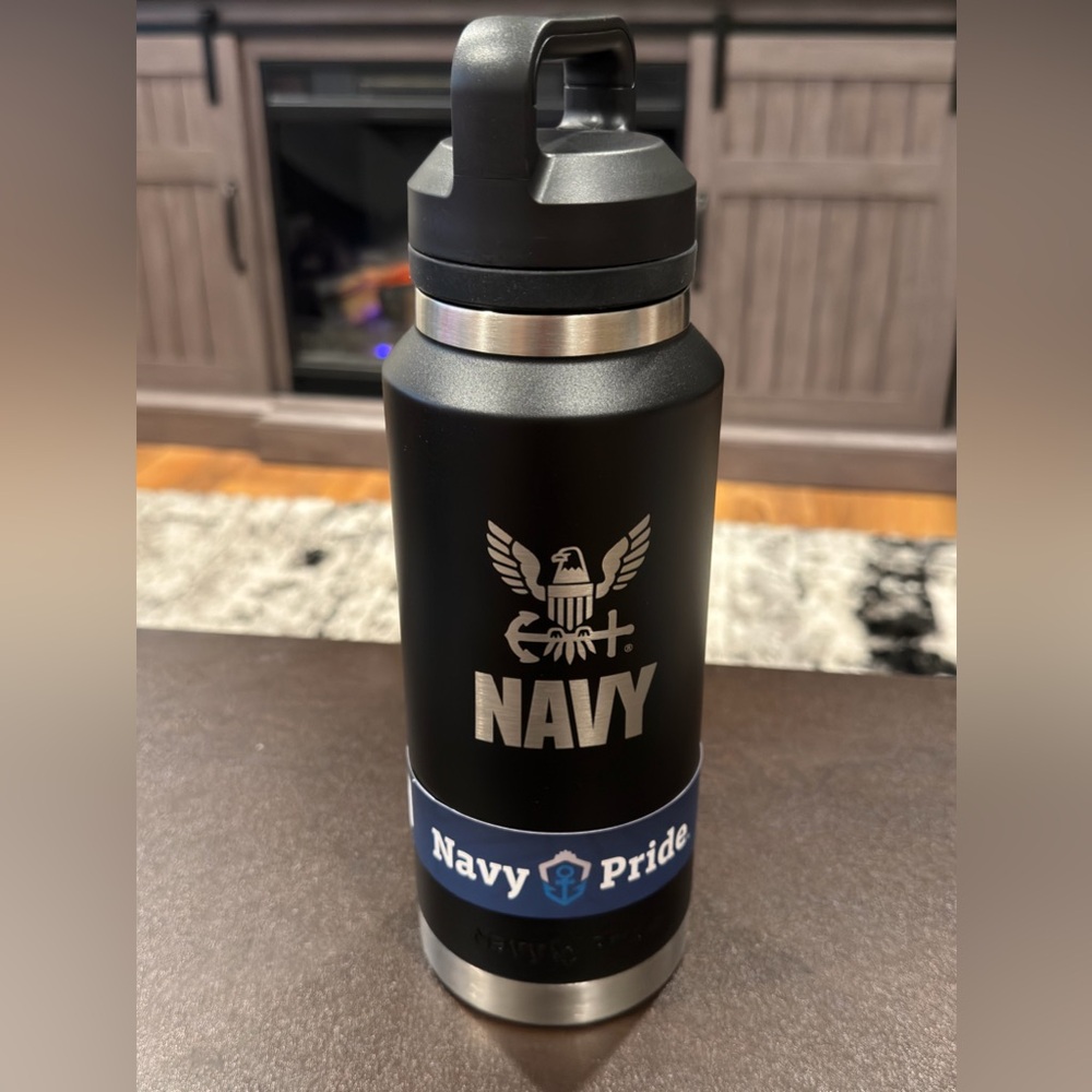 Navy Pride Black Water Bottle 36 OZ